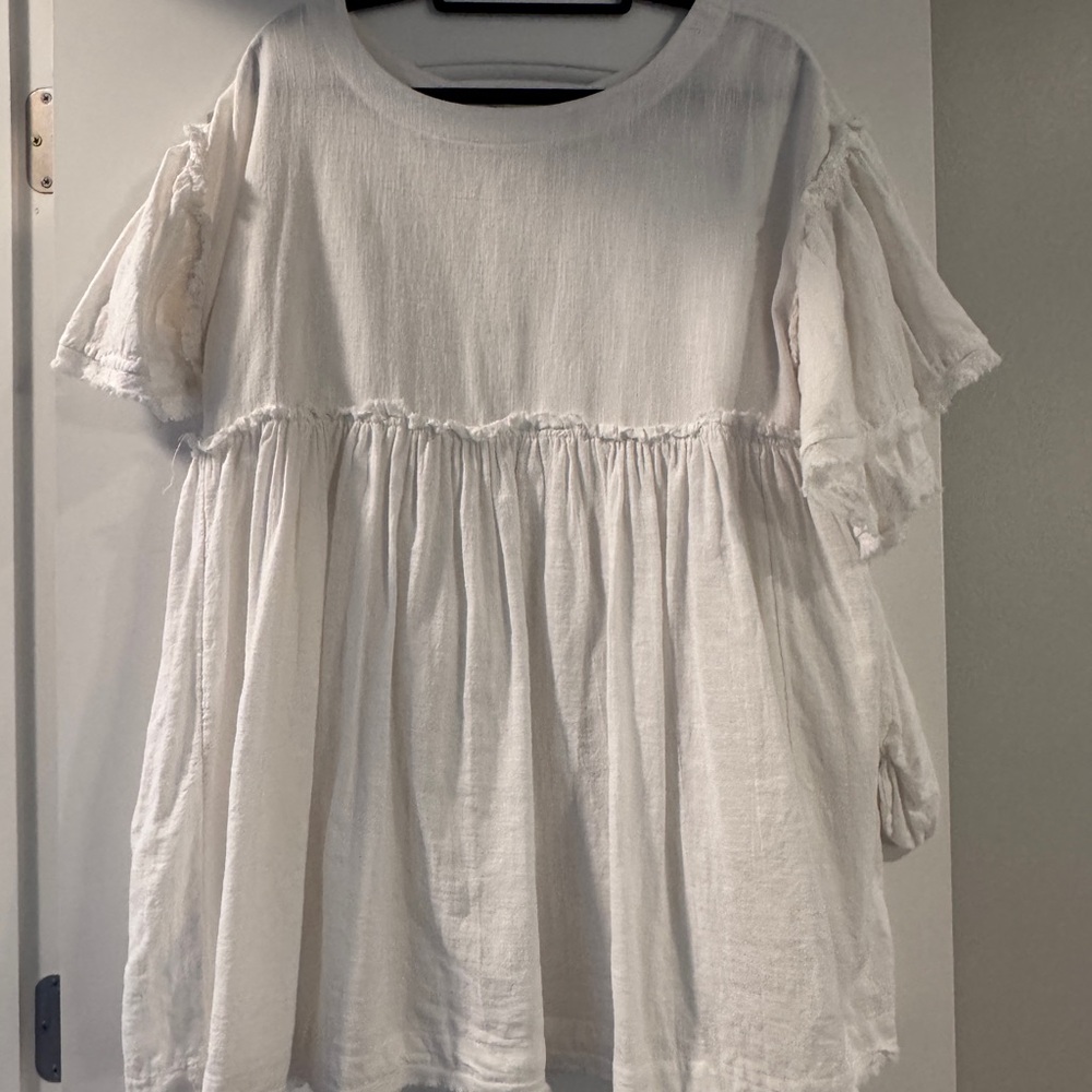 Free People Cream Textured Top